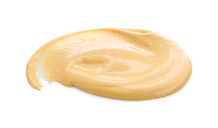 Photo of Tasty cheese dipping sauce isolated on white