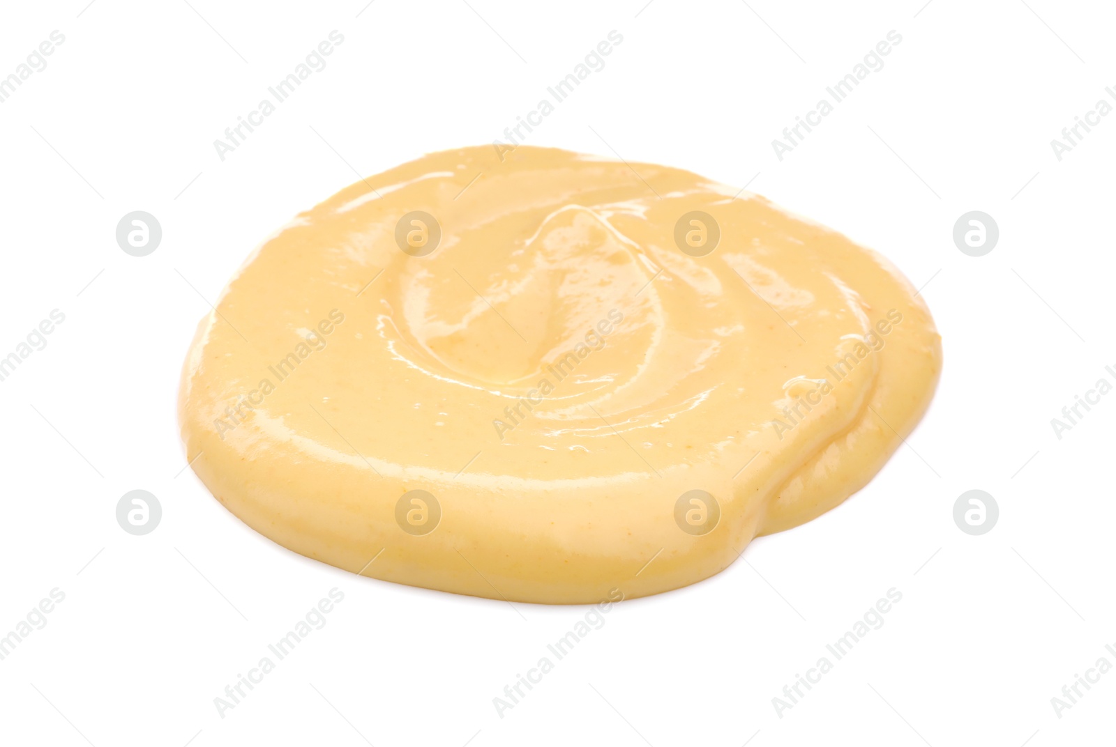 Tasty cheese dipping sauce isolated on white Photo of Tasty cheese dipping sauce isolated on white