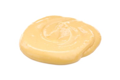 Photo of Tasty cheese dipping sauce isolated on white