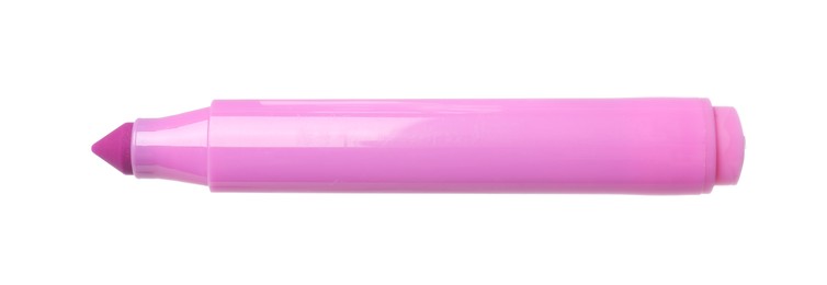 Photo of One pink marker isolated on white. Art supply