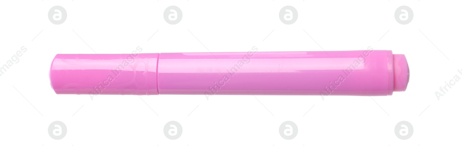 Photo of One pink marker isolated on white. Art supply