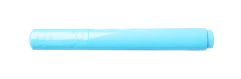 Photo of One light blue marker isolated on white. Art supply