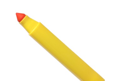 Photo of One yellow marker isolated on white. Art supply