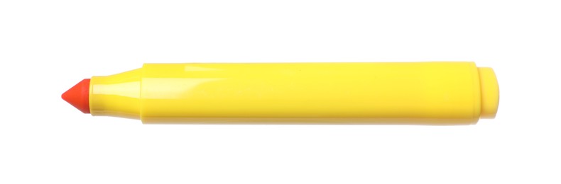 Photo of One yellow marker isolated on white. Art supply