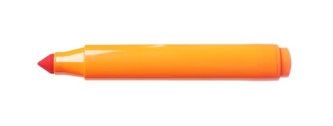 Photo of One orange marker isolated on white. Art supply