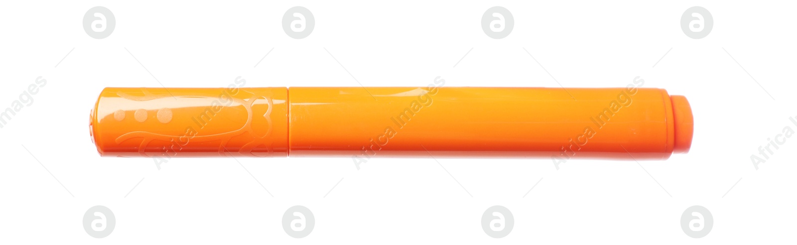 Photo of One orange marker isolated on white. Art supply