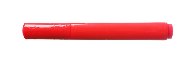 Photo of One red marker isolated on white. Art supply