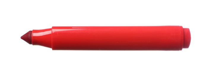 Photo of One red marker isolated on white. Art supply
