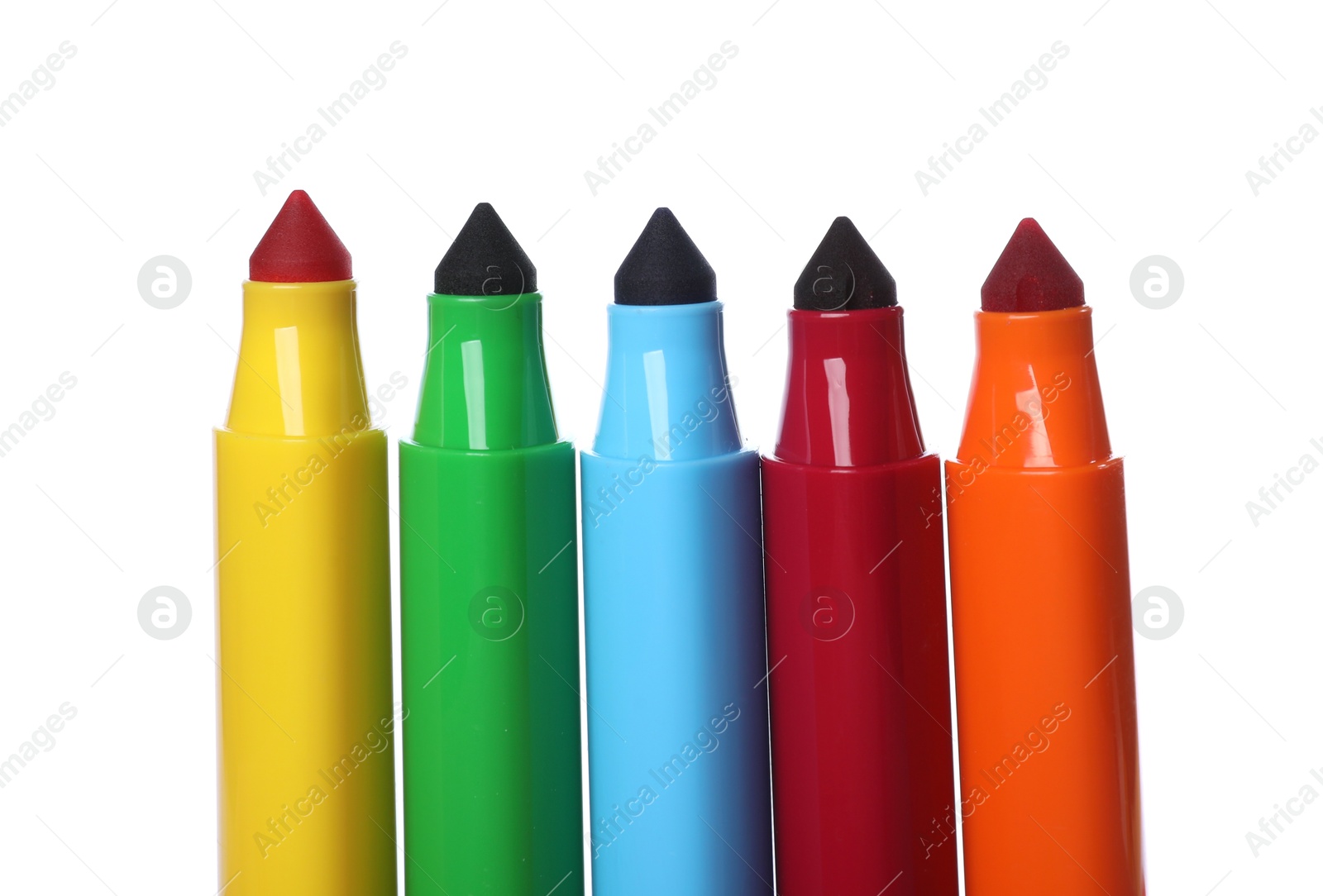 Photo of Many colorful markers isolated on white. Art supply