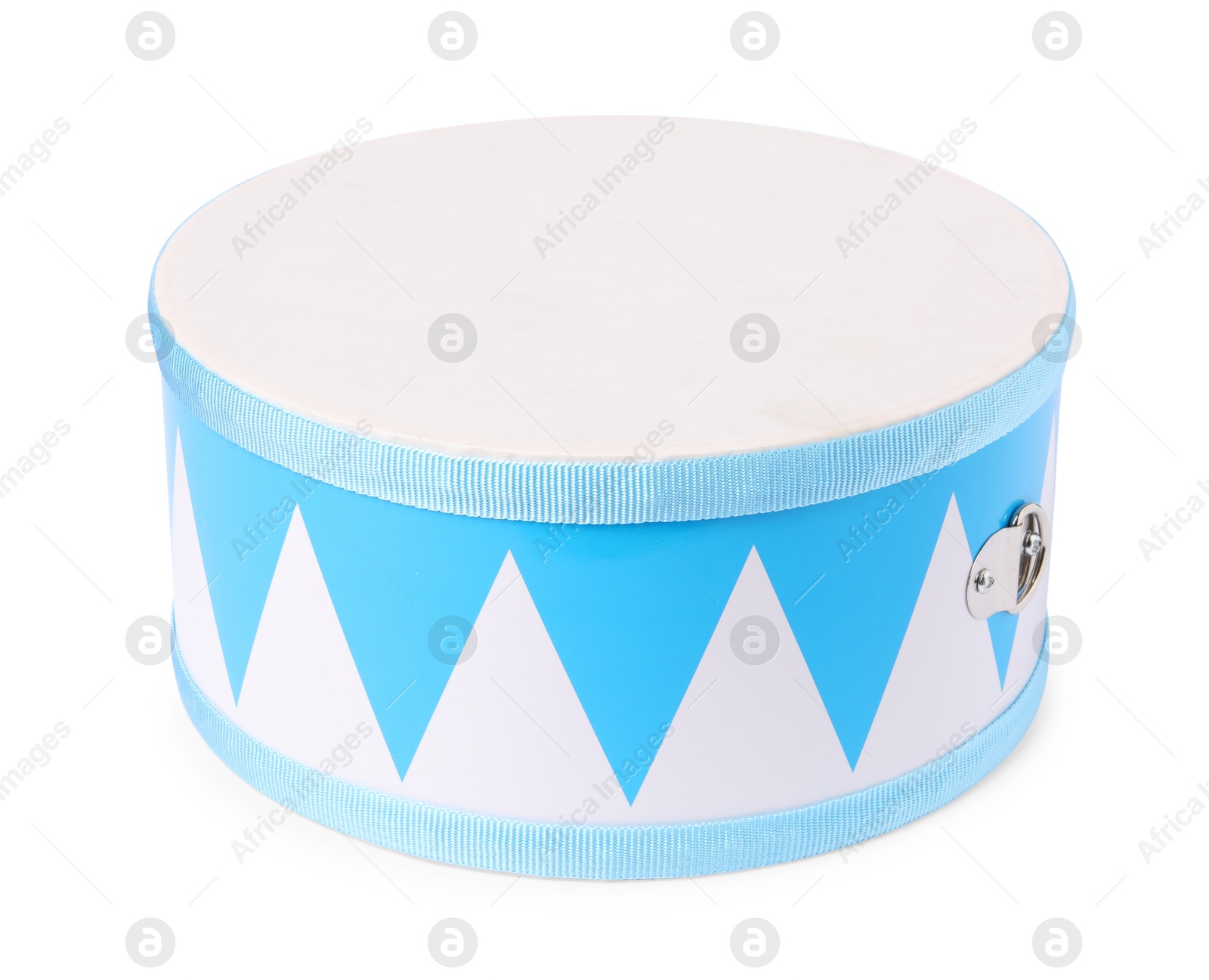 Photo of Toy drum isolated on white. Child's musical instrument