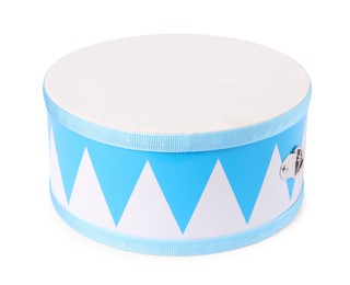 Photo of Toy drum isolated on white. Child's musical instrument