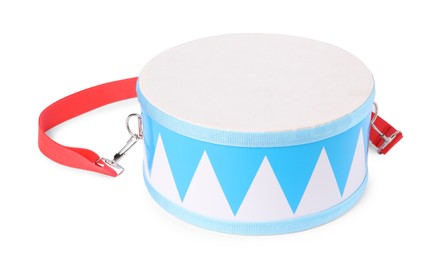 Toy drum isolated on white. Child's musical instrument