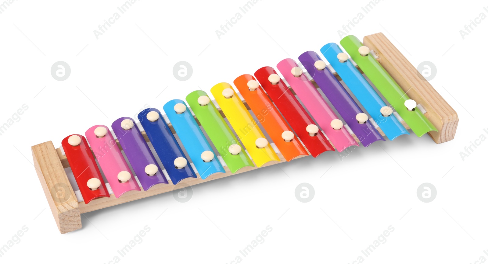 Photo of Colorful toy xylophone isolated on white. Child's musical instrument