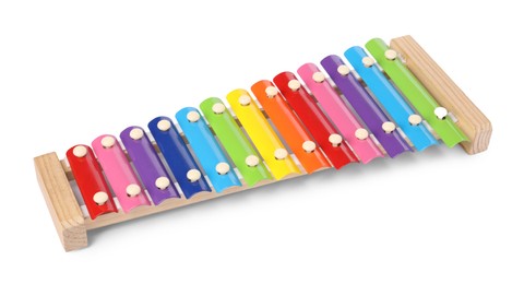 Colorful toy xylophone isolated on white. Child's musical instrument