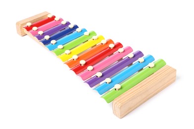 Colorful toy xylophone isolated on white. Child's musical instrument