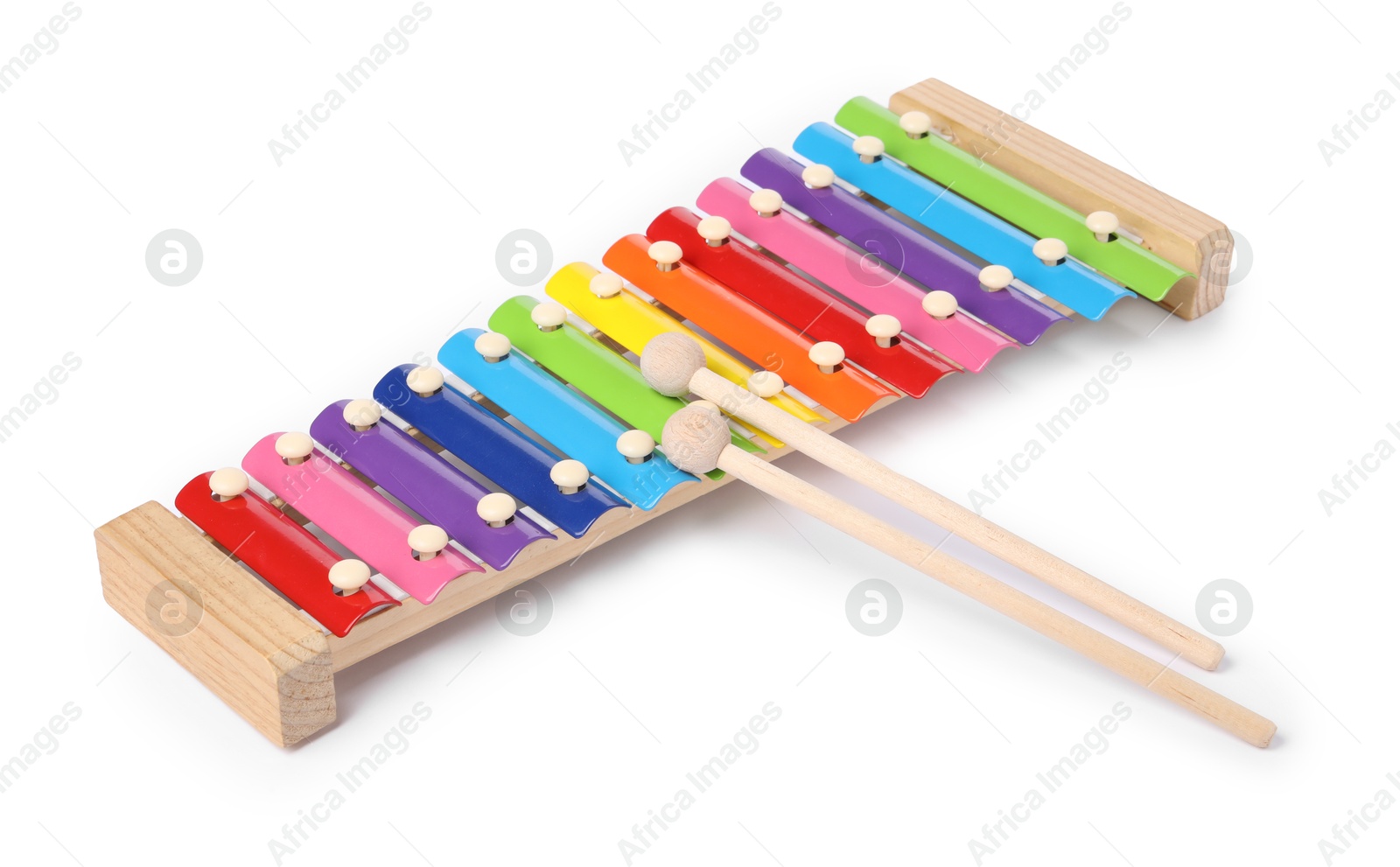 Photo of Colorful toy xylophone isolated on white. Child's musical instrument