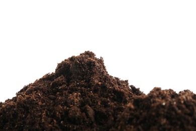 Photo of Piles of fresh soil isolated on white