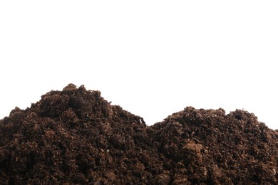 Photo of Piles of fresh soil isolated on white