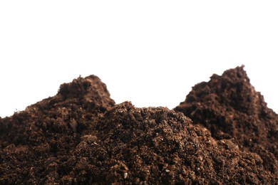 Photo of Piles of fresh soil isolated on white