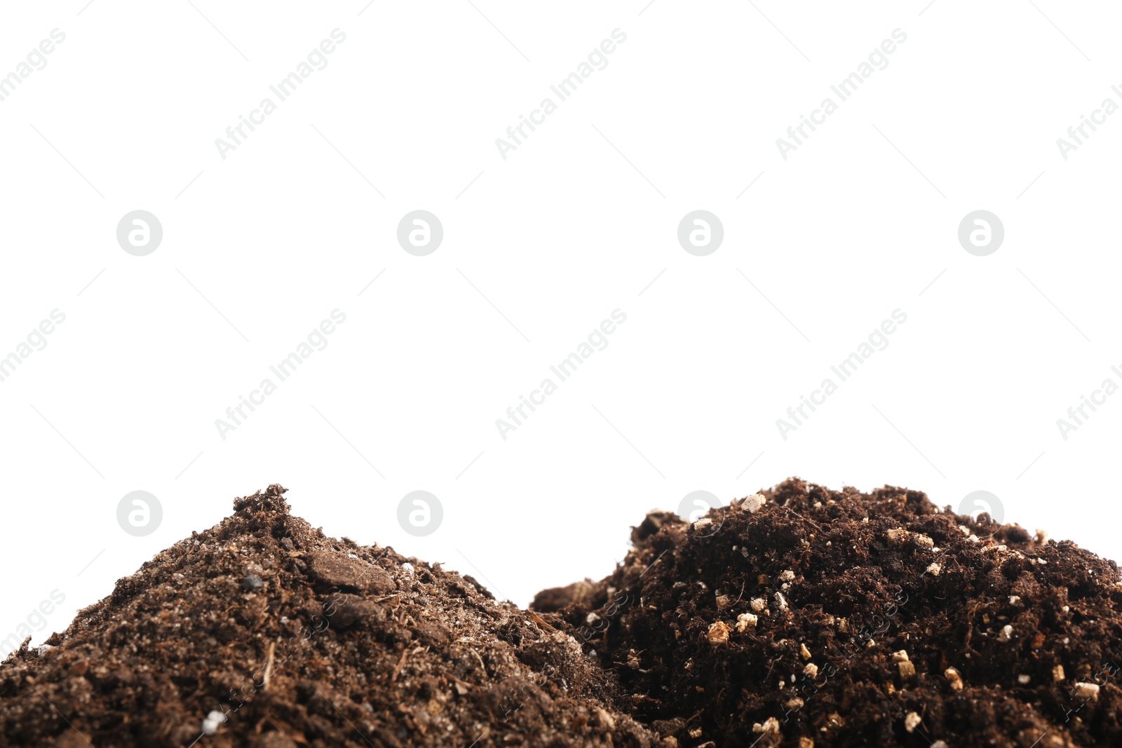 Photo of Piles of fresh soil isolated on white