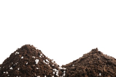 Photo of Piles of fresh soil isolated on white