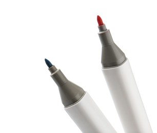 Photo of Two colorful marker pens on white background