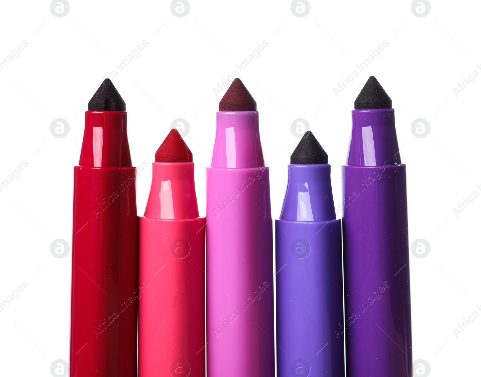Photo of Many colorful markers isolated on white. Art supply