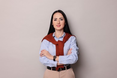 Photo of Portrait of English teacher on light grey background