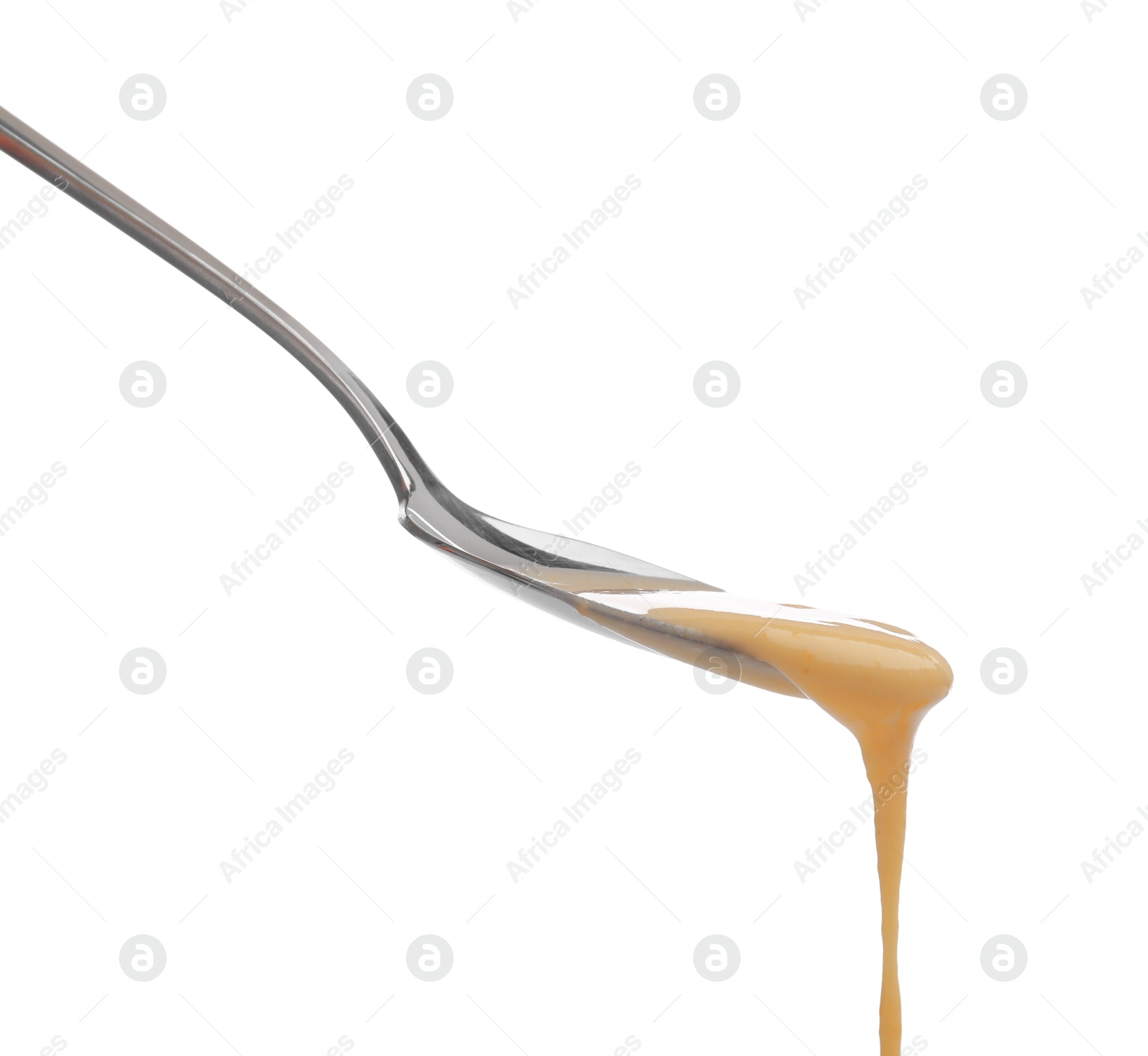 Delicious melted cheese flowing down from spoon isolated on white Photo of Delicious melted cheese flowing down from spoon isolated on white