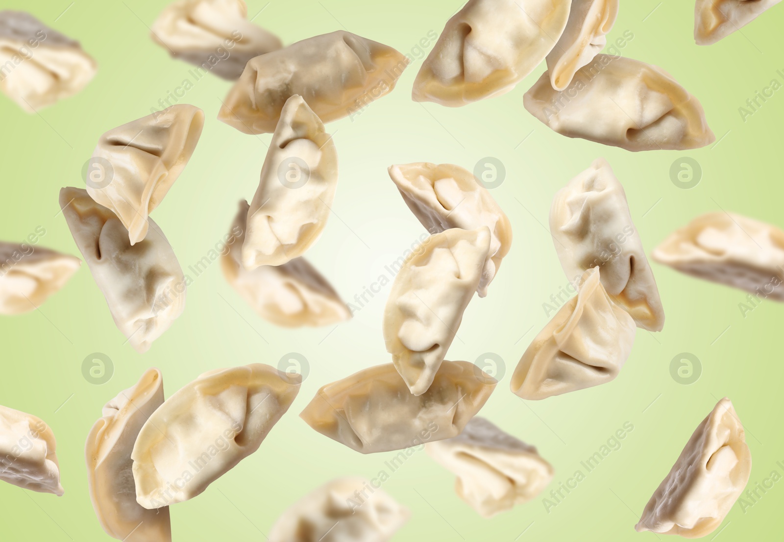 Uncooked gyoza in air on light green background Image of Uncooked gyoza in air on light green background
