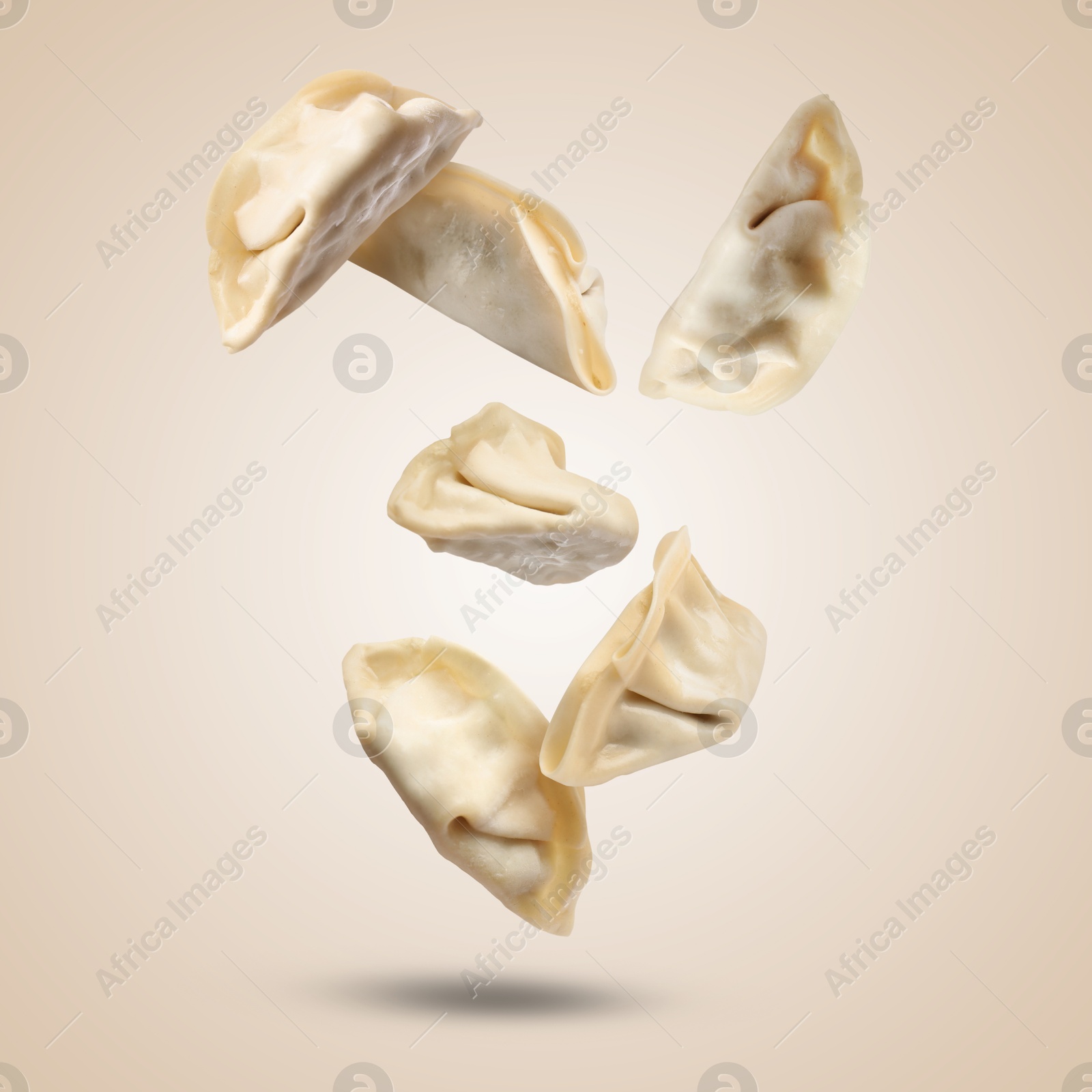 Uncooked gyoza falling on dark beige background Image of Uncooked gyoza falling on dark beige background