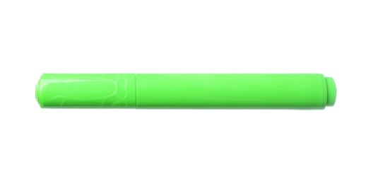 Photo of One green marker isolated on white. Art supply