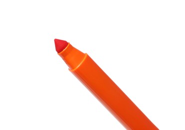 Photo of One orange marker isolated on white. Art supply