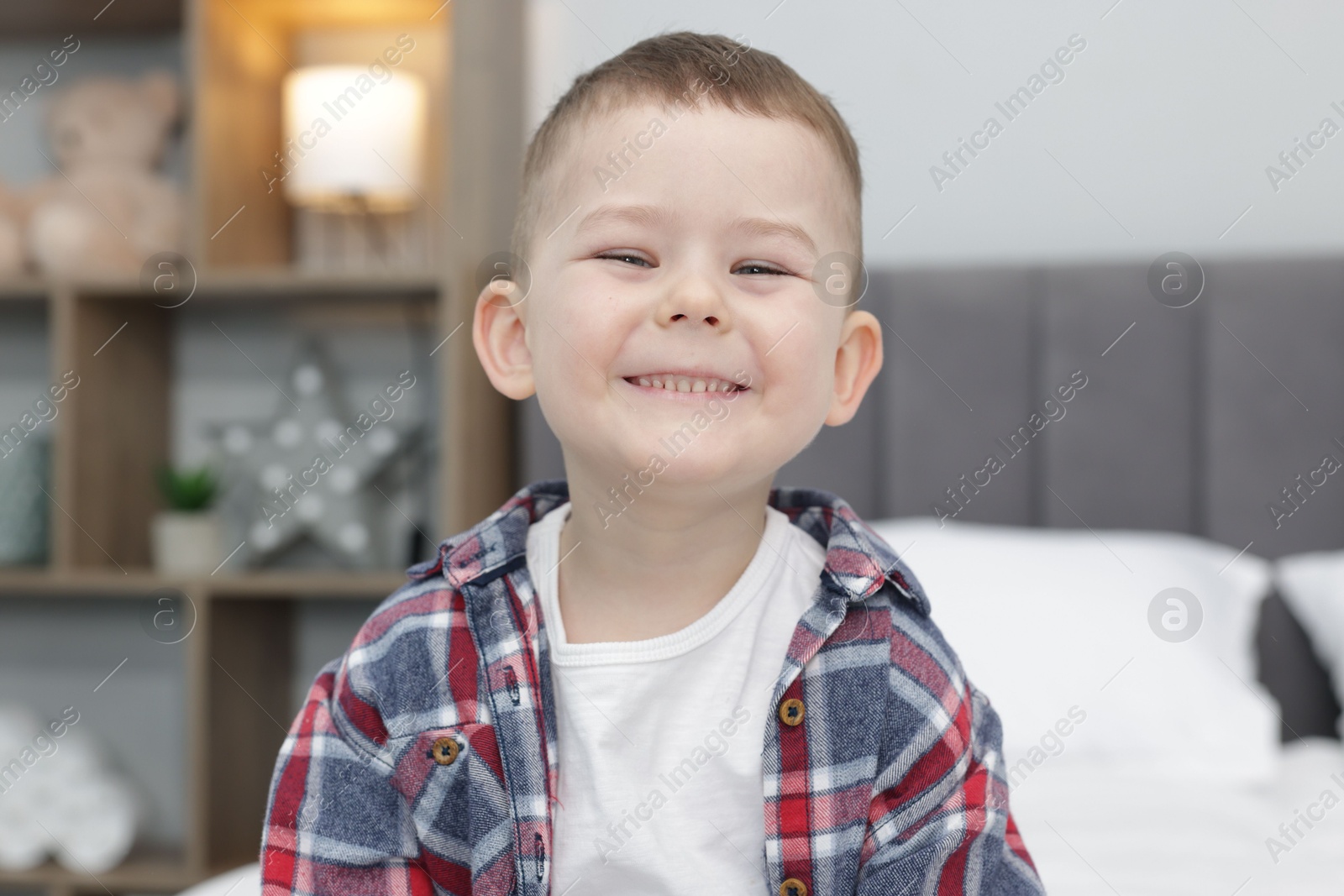 Portrait of cute little boy at home Photo of Portrait of cute little boy at home