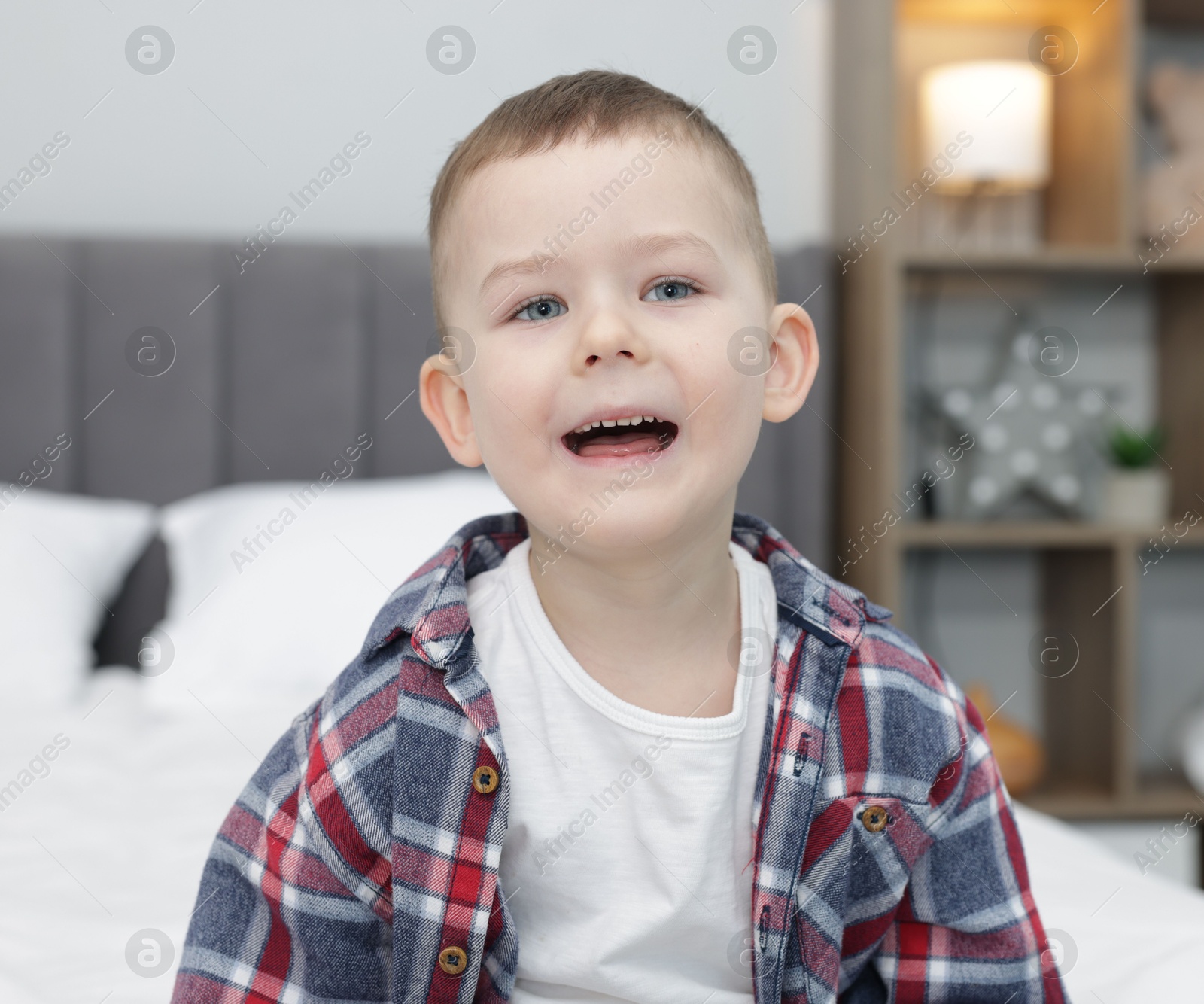 Portrait of cute little boy at home Photo of Portrait of cute little boy at home