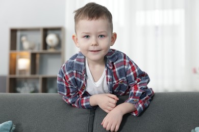 Photo of Portrait of cute little boy at home