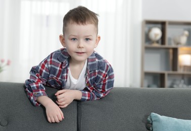 Photo of Portrait of cute little boy at home