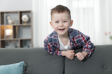 Photo of Portrait of cute little boy at home