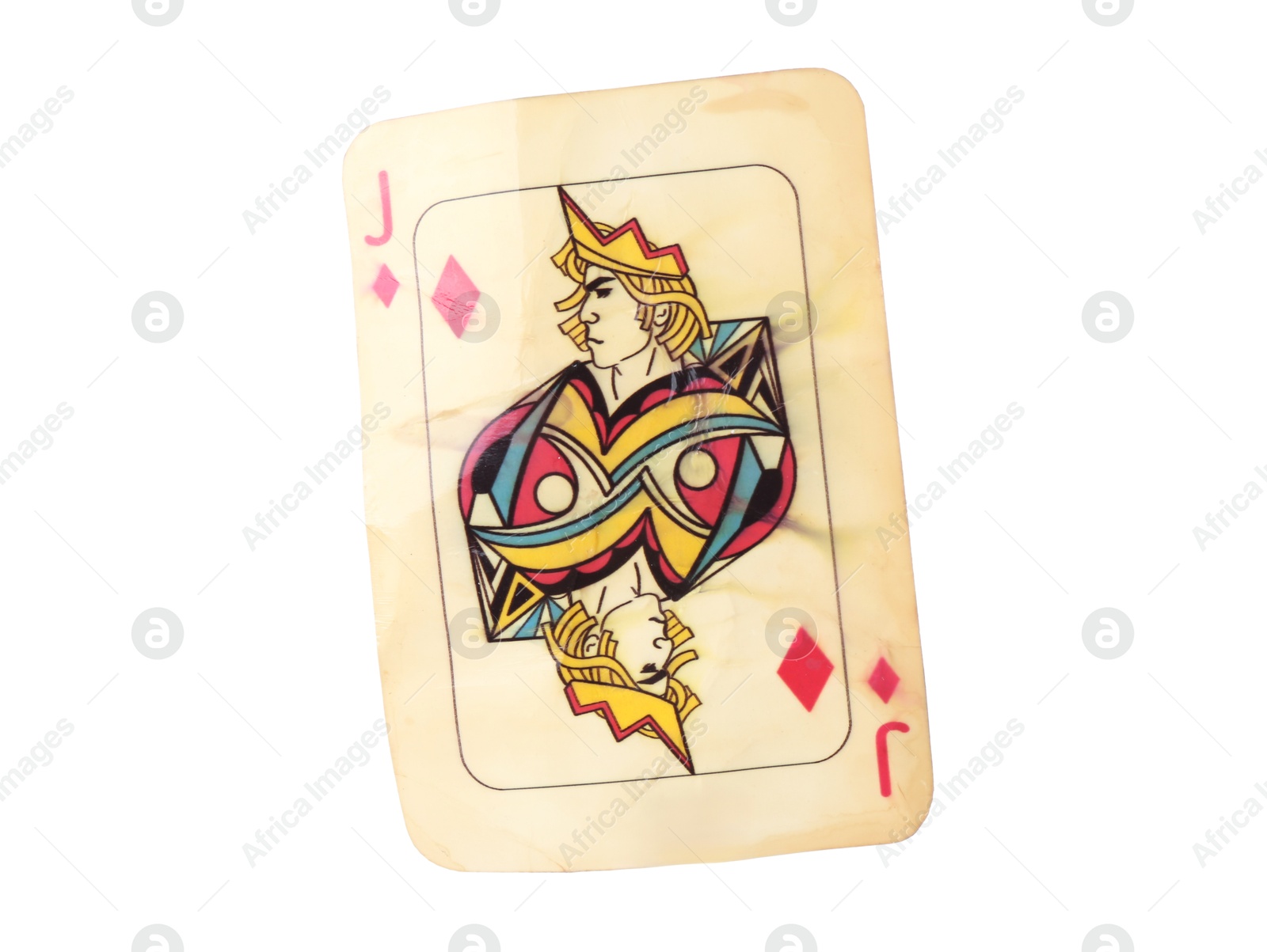 One old vintage playing card isolated on white Photo of One old vintage playing card isolated on white