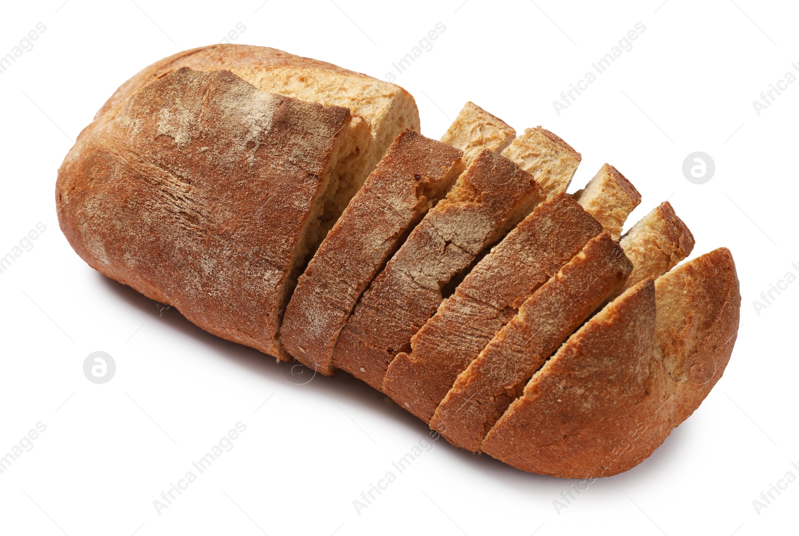 Pieces of fresh bread isolated on white Photo of Pieces of fresh bread isolated on white
