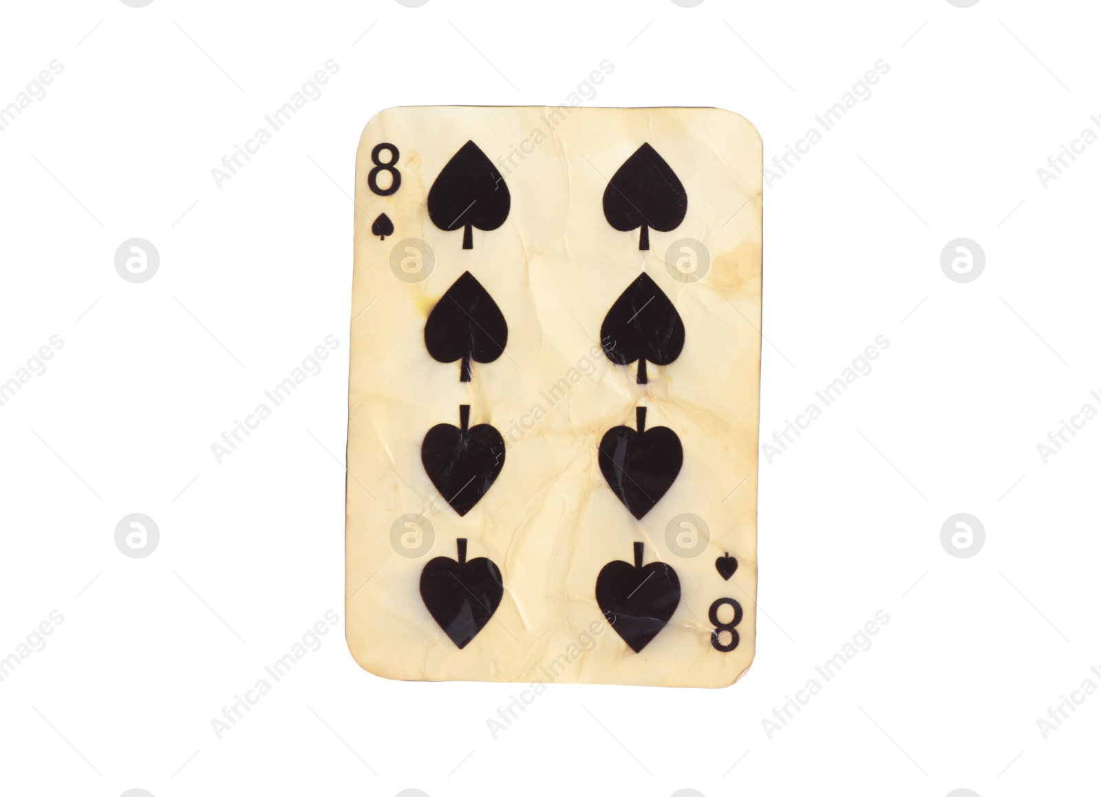 One old vintage playing card isolated on white Photo of One old vintage playing card isolated on white