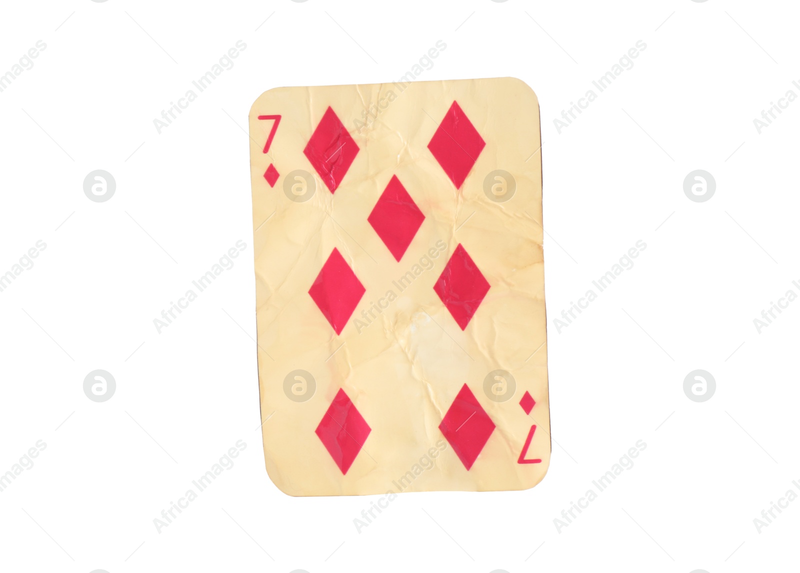 One old vintage playing card isolated on white Photo of One old vintage playing card isolated on white