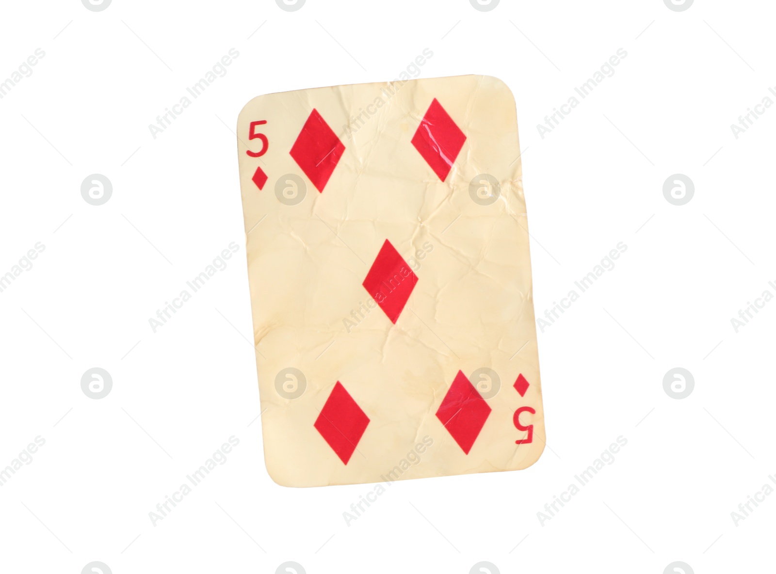 One old vintage playing card isolated on white Photo of One old vintage playing card isolated on white