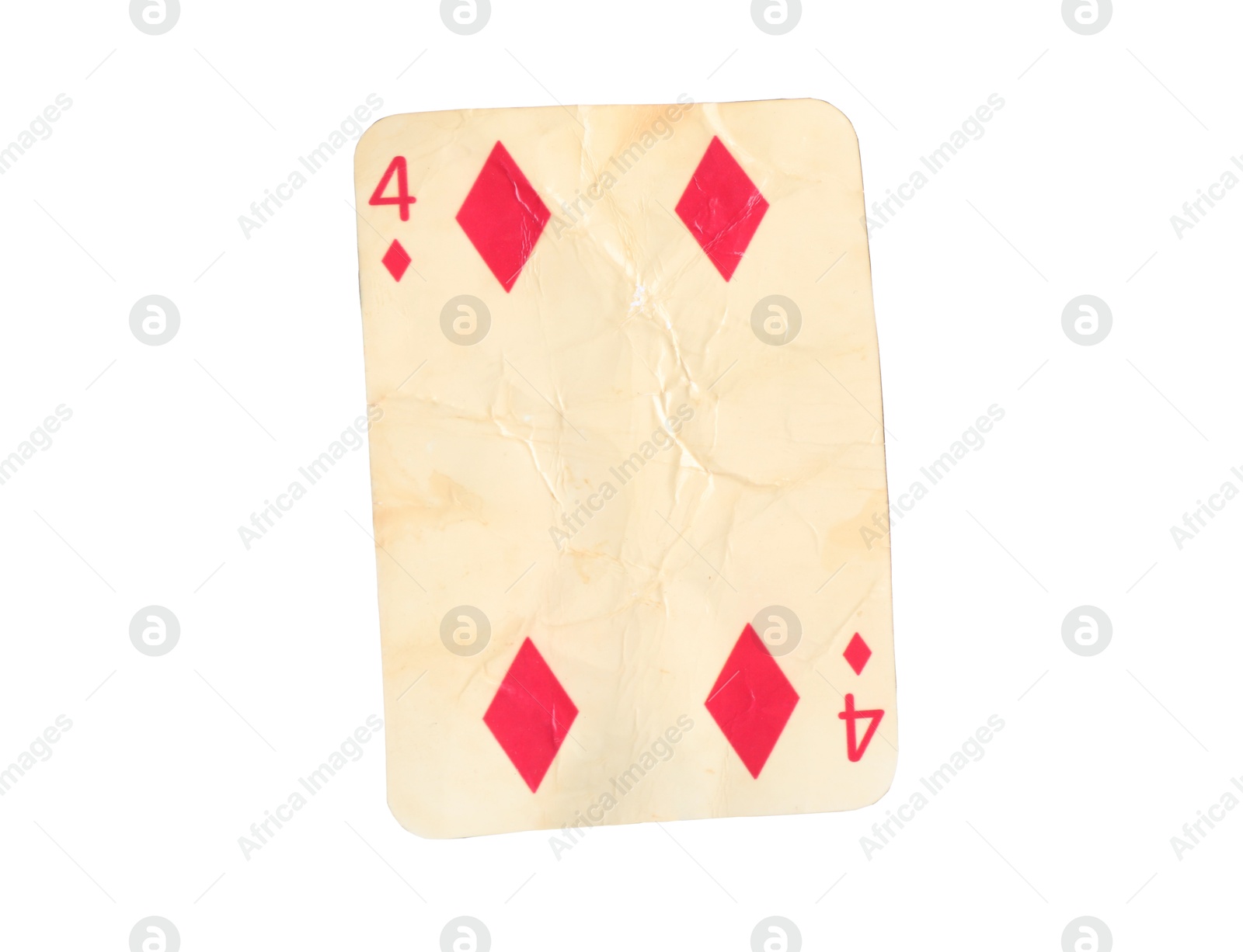 One old vintage playing card isolated on white Photo of One old vintage playing card isolated on white
