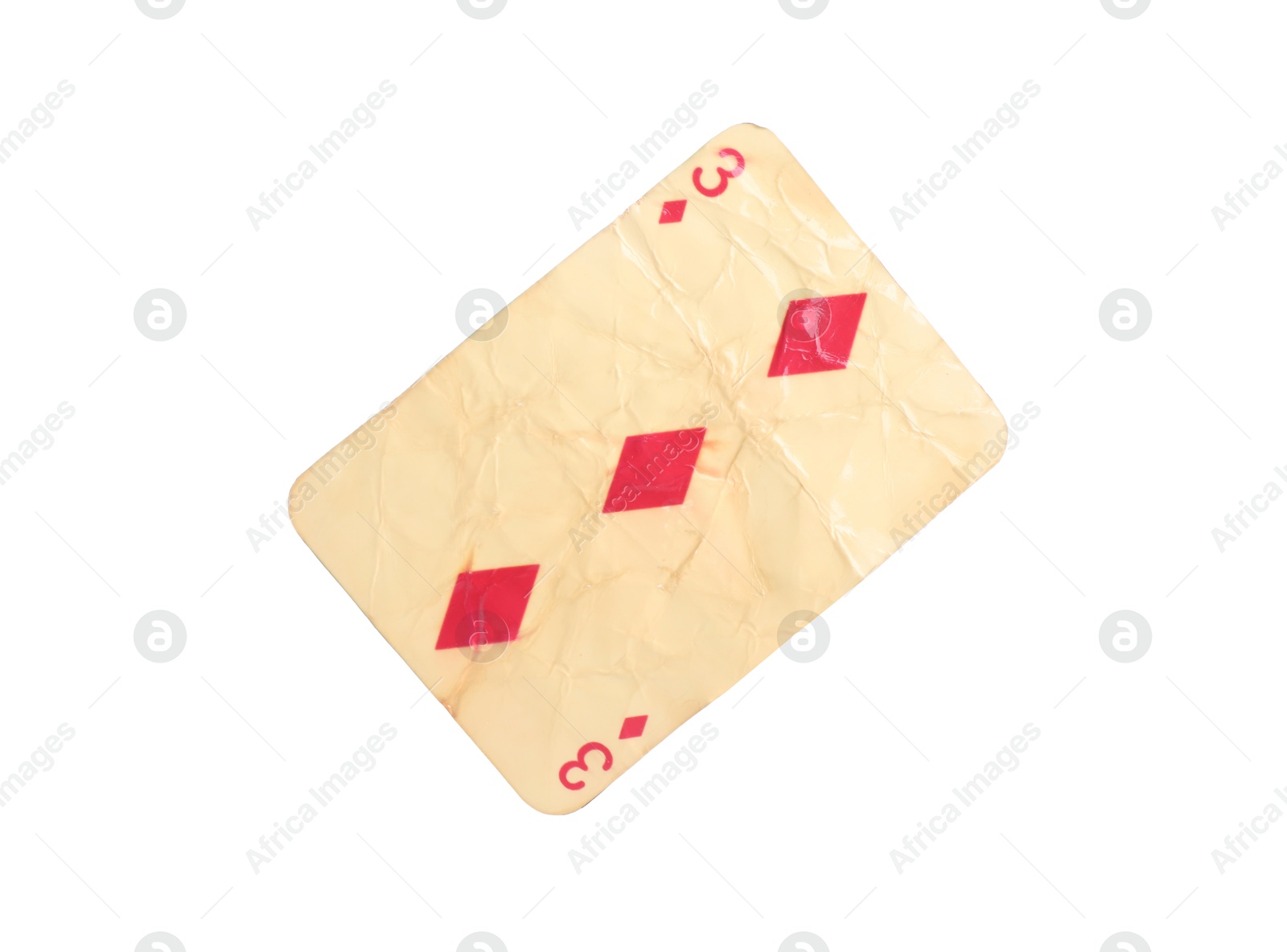 One old vintage playing card isolated on white Photo of One old vintage playing card isolated on white