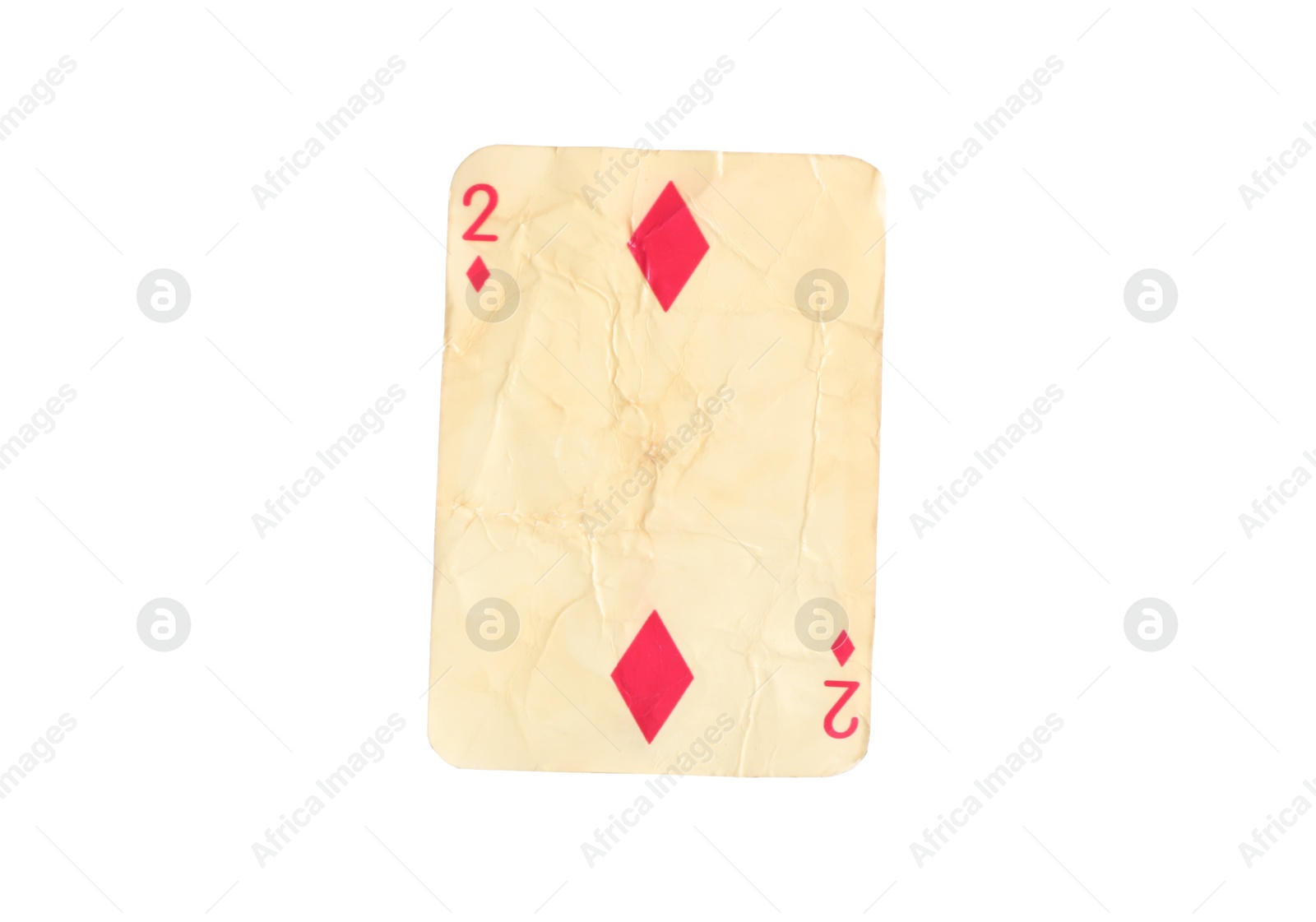 One old vintage playing card isolated on white Photo of One old vintage playing card isolated on white