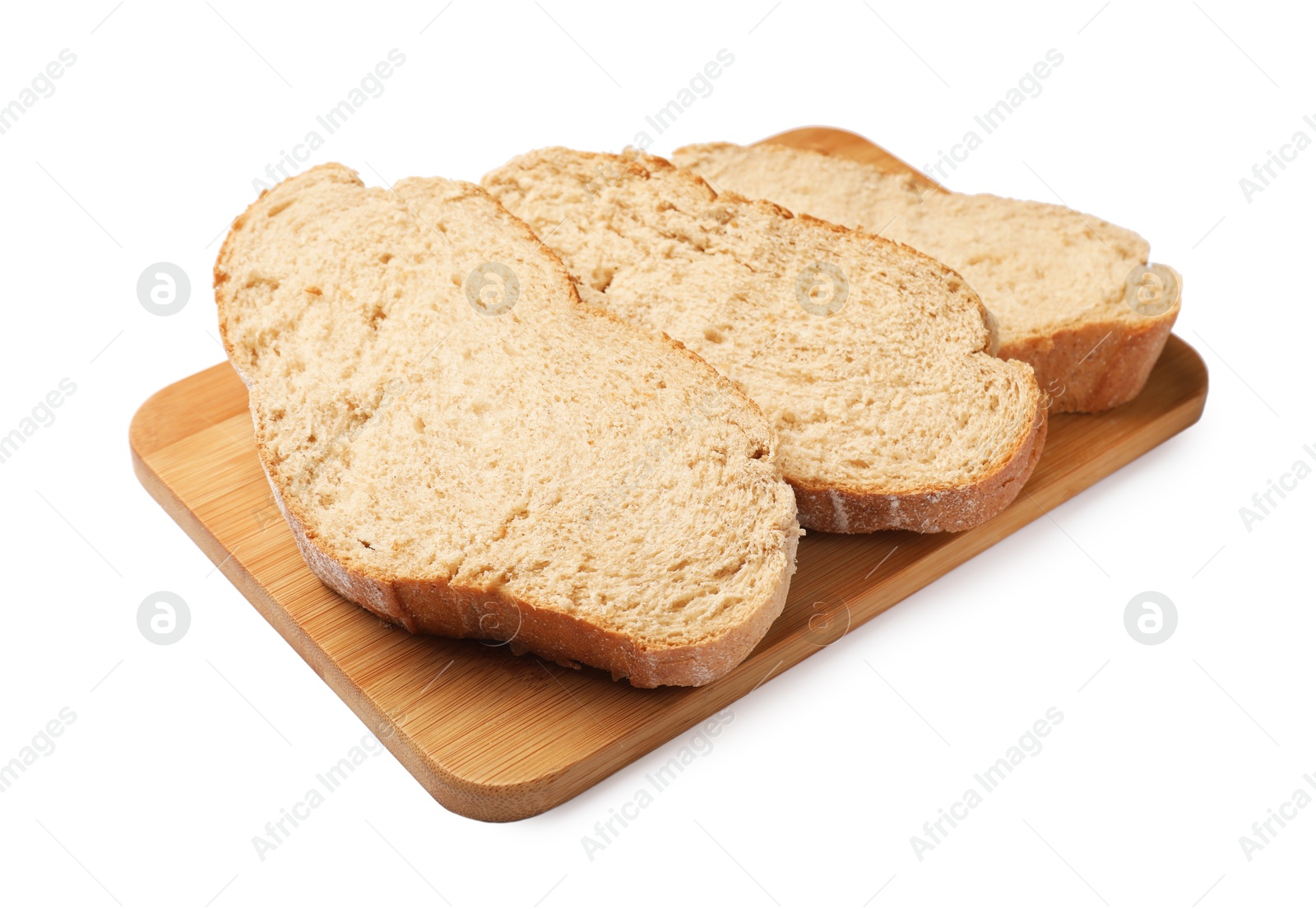 Photo of Pieces of fresh bread isolated on white