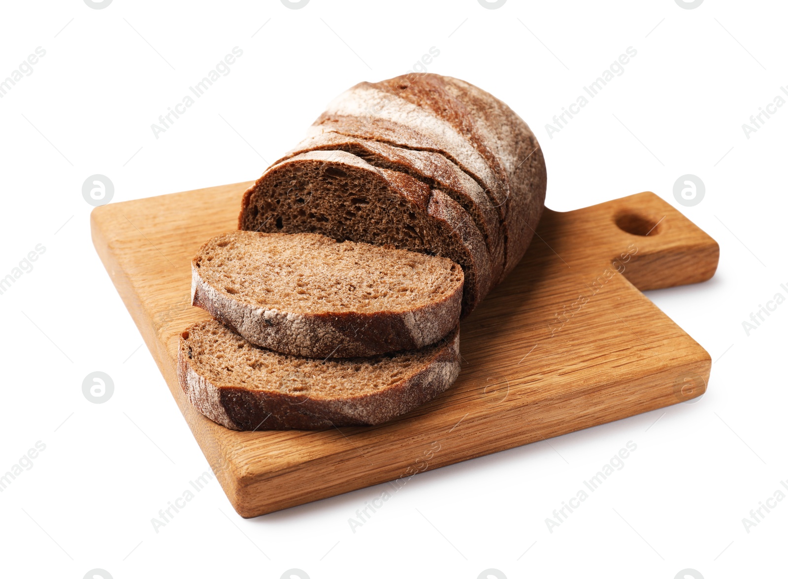 Photo of Pieces of fresh bread isolated on white