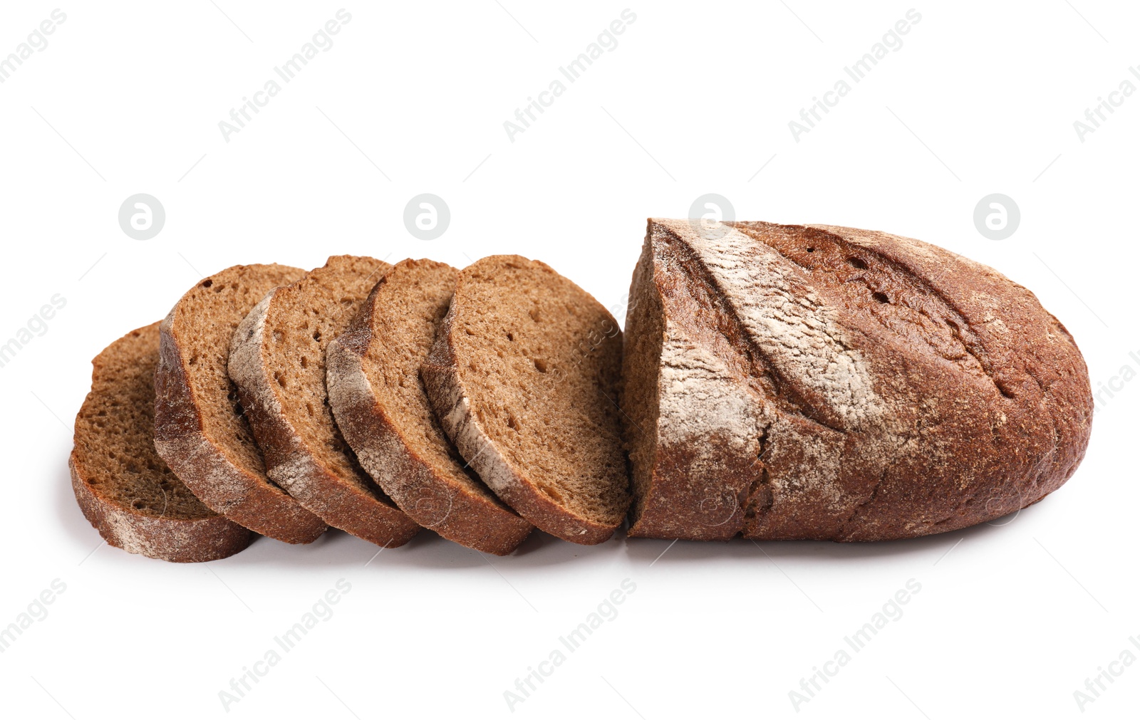Pieces of fresh bread isolated on white Photo of Pieces of fresh bread isolated on white