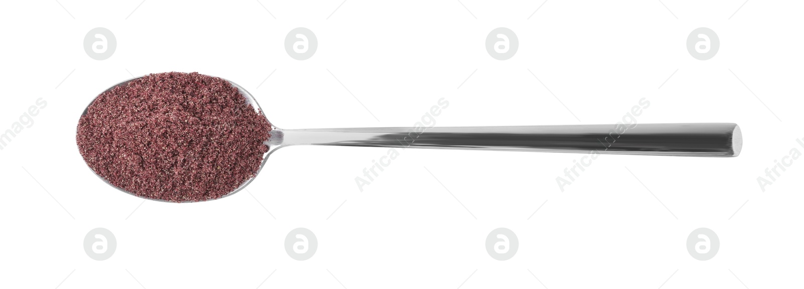 Superfood. Black currant powder isolated on white, top view Photo of Superfood. Black currant powder isolated on white, top view